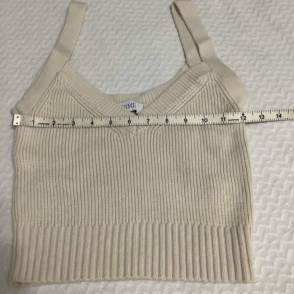 Intermix XS (P) Beige cotton knitted Tank Top Scoop Neck (0147) - Picture 6 of 9